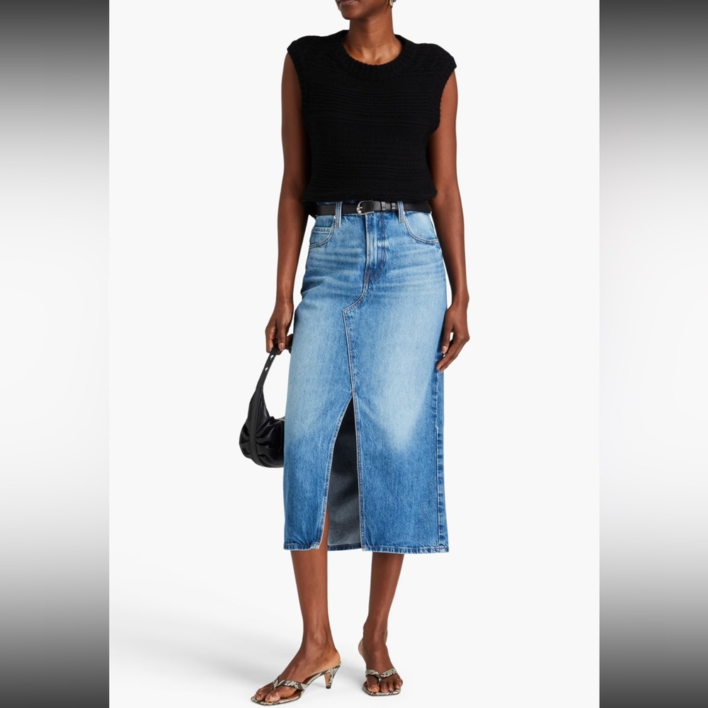 Midaxi Faded Denim Skirt
